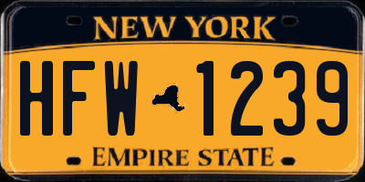 NY license plate HFW1239
