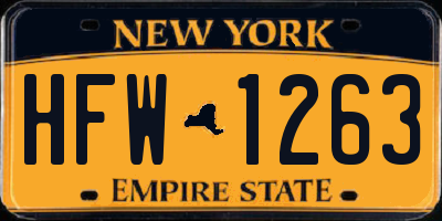 NY license plate HFW1263