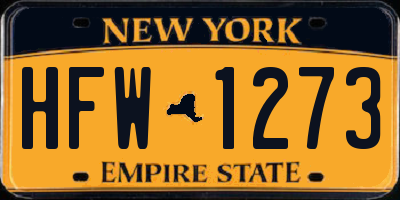 NY license plate HFW1273
