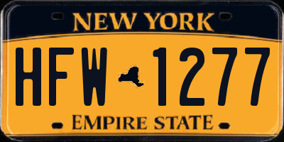 NY license plate HFW1277