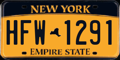 NY license plate HFW1291