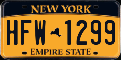 NY license plate HFW1299