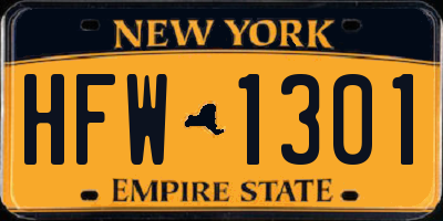 NY license plate HFW1301
