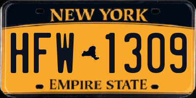 NY license plate HFW1309
