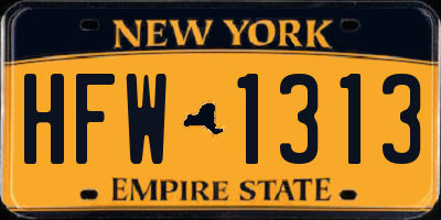 NY license plate HFW1313
