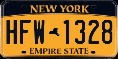 NY license plate HFW1328