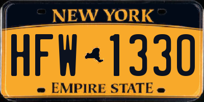 NY license plate HFW1330