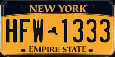 NY license plate HFW1333