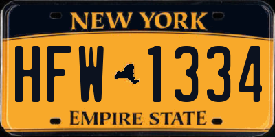 NY license plate HFW1334