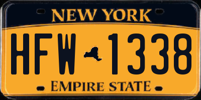 NY license plate HFW1338