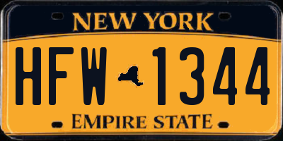 NY license plate HFW1344