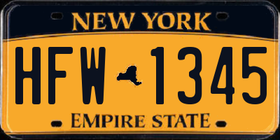 NY license plate HFW1345