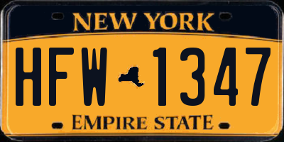 NY license plate HFW1347