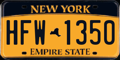 NY license plate HFW1350