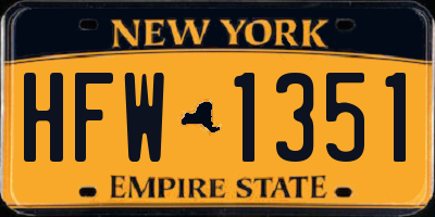 NY license plate HFW1351