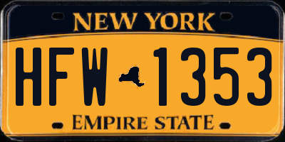 NY license plate HFW1353