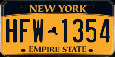 NY license plate HFW1354
