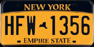 NY license plate HFW1356