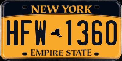 NY license plate HFW1360