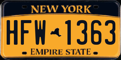 NY license plate HFW1363