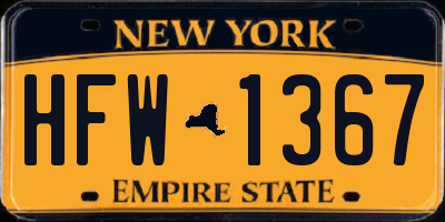 NY license plate HFW1367
