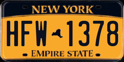 NY license plate HFW1378