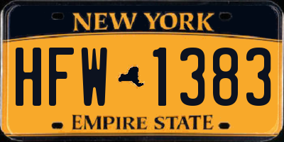 NY license plate HFW1383