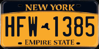 NY license plate HFW1385