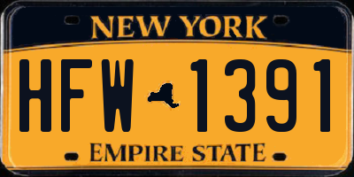 NY license plate HFW1391