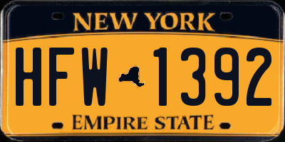 NY license plate HFW1392