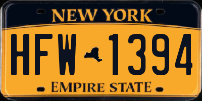 NY license plate HFW1394