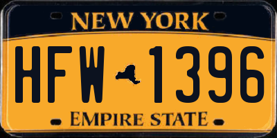 NY license plate HFW1396