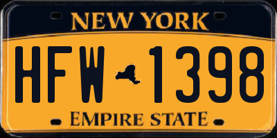NY license plate HFW1398