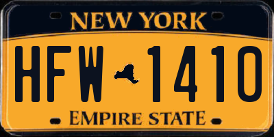 NY license plate HFW1410