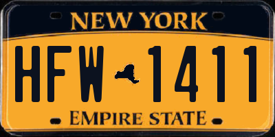 NY license plate HFW1411