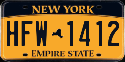 NY license plate HFW1412