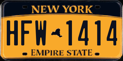 NY license plate HFW1414