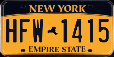 NY license plate HFW1415