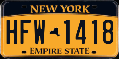 NY license plate HFW1418