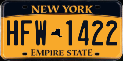 NY license plate HFW1422