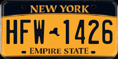 NY license plate HFW1426