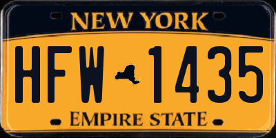NY license plate HFW1435