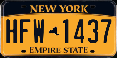 NY license plate HFW1437