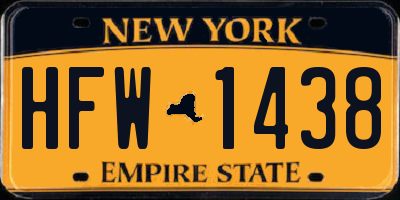 NY license plate HFW1438