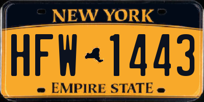 NY license plate HFW1443