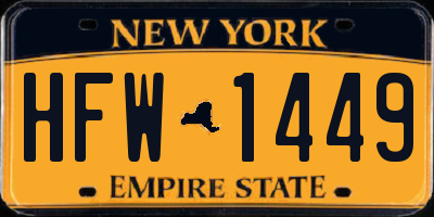 NY license plate HFW1449