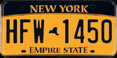NY license plate HFW1450
