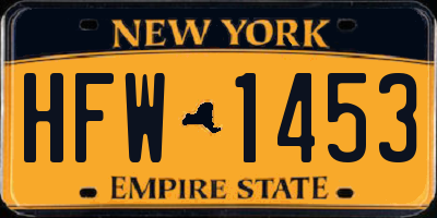 NY license plate HFW1453