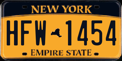 NY license plate HFW1454