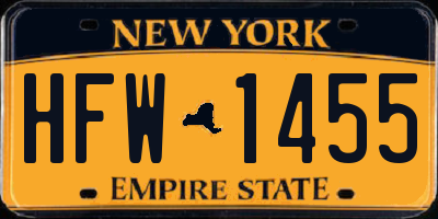NY license plate HFW1455